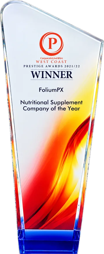 West Coast USA Prestige Awards winner trophy: FoliumPX, Nutritional Supplement Company of the Year
